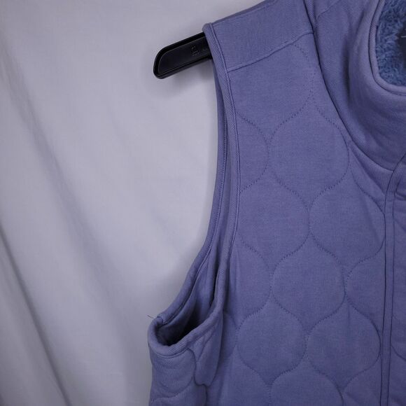 Calia By Carrie Underwood Vest XL Quilted Fur Trim Gray Pearl - Picture 3 of 9